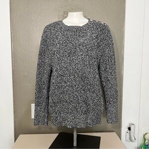 Lauren Ralph Lauren Black White Marled Sweater Women’s M Shoulder Buttons